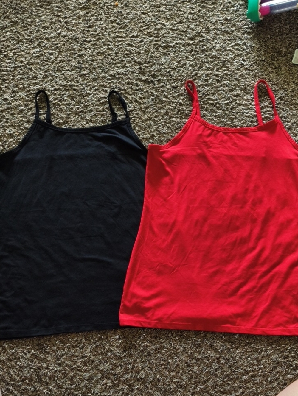 Terra & Sky Red and Black Spaghetti Strap Camisoles